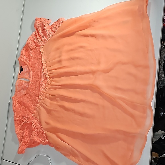 Torrid Tangerine Chiffon look /stretch Lace trim Plus Size 1X Lightweight VGUC * - Picture 11 of 15